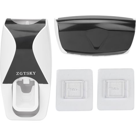 Distributeur automatique de dentifrice mural, support pour brosse à dents et tube, presse-tube noir pour salle de bain familiale. (1/5)