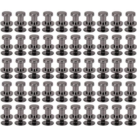 50er-Set 6,5-mm-Nägel, Nieten, Knöpfe mit 6-mm-Schrauben, Schere, Befestigungswerkzeug, Ziernieten für Taschen und Schuhe, Silber/Schwarz (1/5)