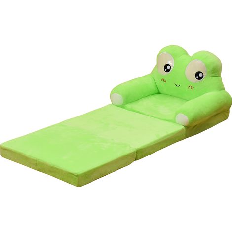 Canapé Pliant Enfant Convertible en Lit, Mousse Confortable Housse Velours Cristal Lavable Design Cartoon Vert Clair 50x50cm (1/4)
