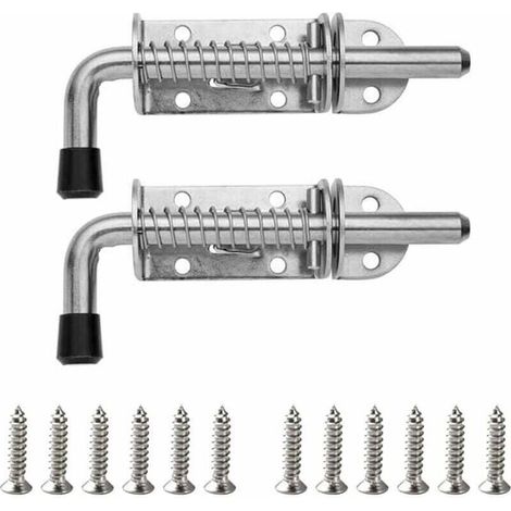 Stainless steel spring-loaded sliding door locks, 2 packs, easy spring lock installation (1/4)