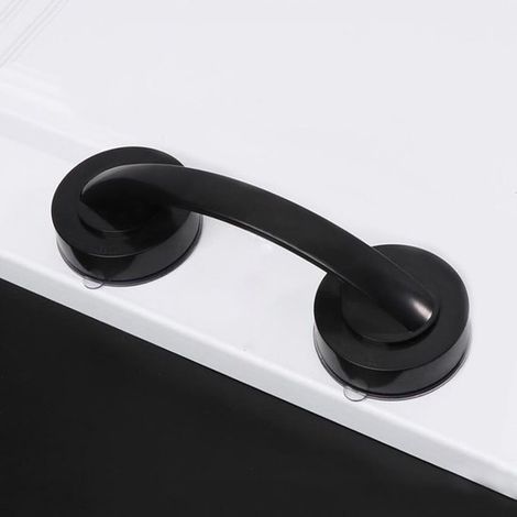Poignée ventouse antidérapante - poignées - ABS - Barres d'appui douche - supports de salle de bain - poignées d'armoire, portes vitrées, fenêtres - noir - 194X65mm (1/5)