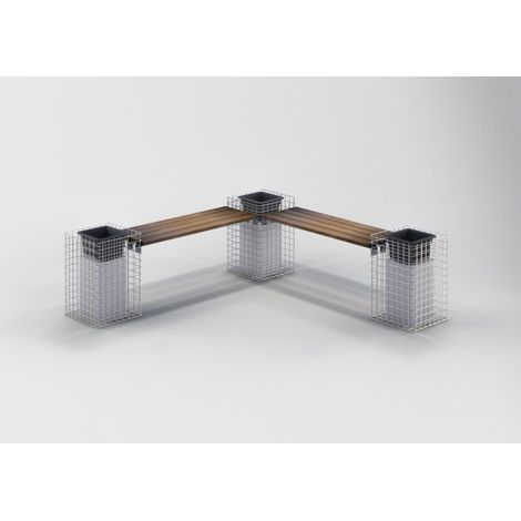 Gabiondeco - Banc de jardin Cumaru 205 cm x 60 cm x 37 cm. maillage 5 x 5 cm. galvanisé à chaud - Made in Germany (1/5)