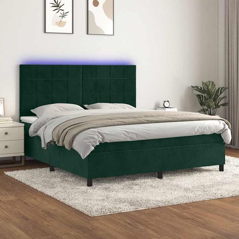 vidaXL Sommier à lattes de lit matelas et LED Vert foncé 180x200 cm (1/5)