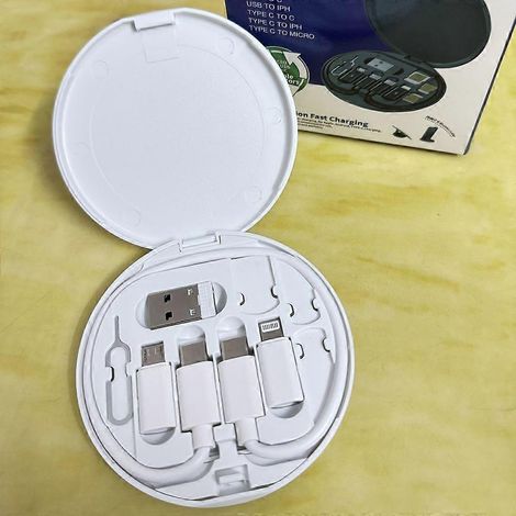 Kit de câble USB-C 5 en 1 60 W avec adaptateur OTG, étui de rangement, outil d'éjection de carte SIM et câble de données à charge rapide pour smartphones et appareils Type-C et Micro-USB. (1/5)