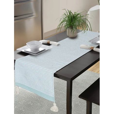 Chemin de table à manger Chemin de table à rayures bleues Chemin de table pour la cuisine Cadeau pour maman (1/4)