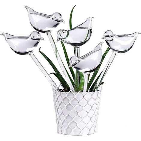 Pieces Self-Watering Glass Bulbs, Automatic Watering for Indoor and Outdoor Potted Plants, Clear Glass Bird (1/5)