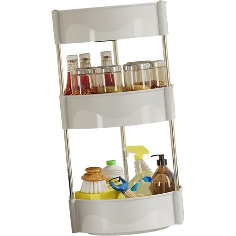 Lot de 3 étagères rotatives pour épices, boîte de rangement multifonctionnelle grise pour cuisine. (1/5)