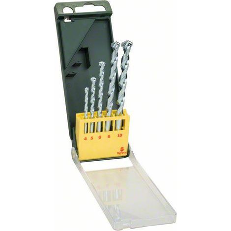 Bosch Outillages Promoline 2607019438 carbure de tungstene Jeu de forets spirales pour pierre 5 pieces 4 mm, 5 mm, 6 mm, 8 mm, 10 mm tige cylindri C90817 (1/5)