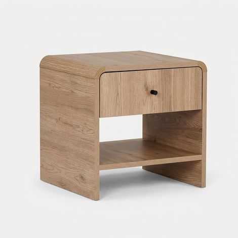 Comodino moderno con cassetto e vano a giorno Parila - Rovere (1/5)