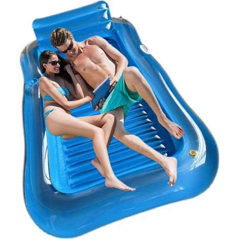 Matelas flotteur gonflable Transparent Bleu – arroseur intégré – 200×125 cm – Utilisation mixte