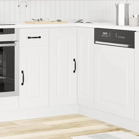 Meuble d'Angle de Cuisine en Bois d'Ingénierie Blanc, Rangement Compact pour Coin de Cuisine (1/5)