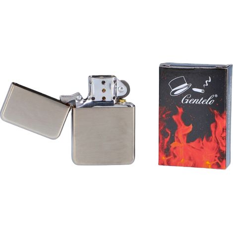Encendedor de gasolina clásico en color liso sin estampado Gentelo Inox (1/4)
