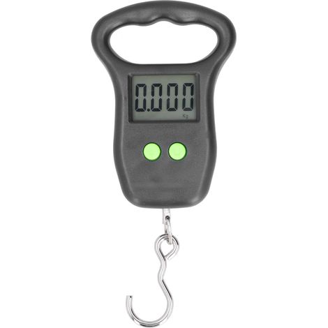 Ortviai Balance électronique suspendue portable 50 kg – pour bagages, pêche, colis, écran rétroéclairé bleu, ABS noir