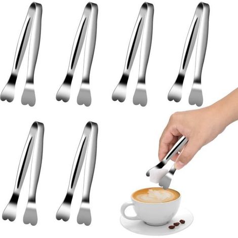 6 pièces pince à glaçons cœur, acier inoxydable 18/10, pince à sucre multifonction pour bar à bonbons, mariage, cuisine et événements festifs (1/4)