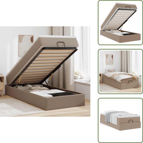 Taschenfedernmatratze - vidaXL Ottoman-Bett mit Matratze Cappuccino-Braun 90x200 cm Kunstleder - Stauraum (1/5)