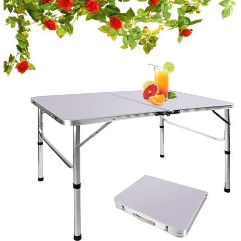 Table pliante extérieure, table de pique-nique légère en aluminium portable avec poignée, adaptée aux cuisines, restaurants, restauration, buffets, barbecues, design durable et portable (1/5)