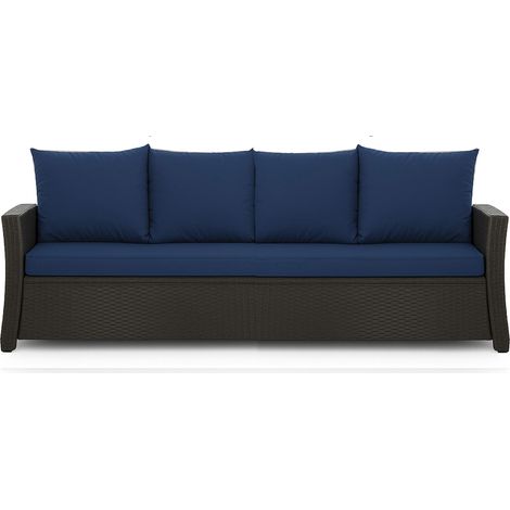 Coussins de canapé meubles de jardin en résine tressée Bleu, Coussins balançoire d'extérieur 170x60x50cm Coussin de banc de jardin 3 places -Mix