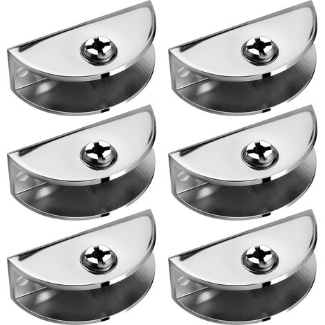 6 Pièces Support Etagere Verre Réglable Pince a Verre Pince Support en Alliage de Zinc Pinces pour Étagère pour Panneau de 8-12 mm Plaques Acryliques Tablettes Miroirs Cloisons de Bureau (1/5)