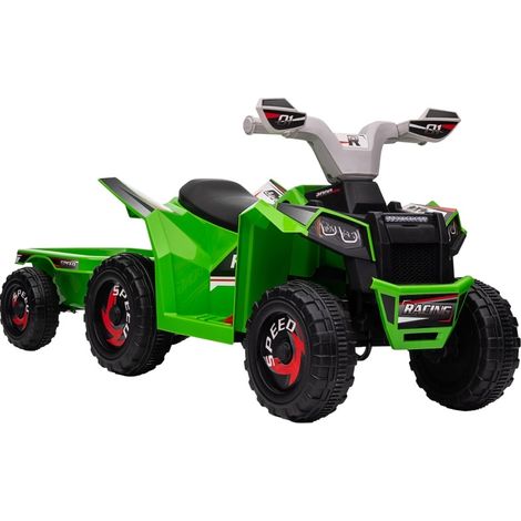 Quad électrique enfant 2,5 km/h avec remorque, pour 1,5 à 3 ans, vert (1/5)