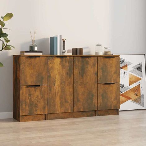 vidaXL Buffets 3 pcs Chêne fumé Bois d'ingénierie (1/5)