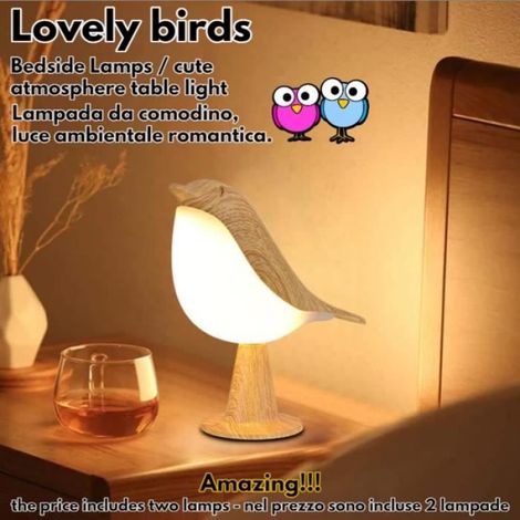 Lampe de table - Marque - Lampe A Poser-Lampe de Chevet Tactile - Rechargeable USB - LED - Oiseau (1/4)