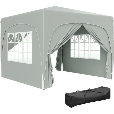 Tienda de campaña plegable, tejido resistente al agua, fácil montaje, gris claro, 300 x 300 x 273 cm (1/2)