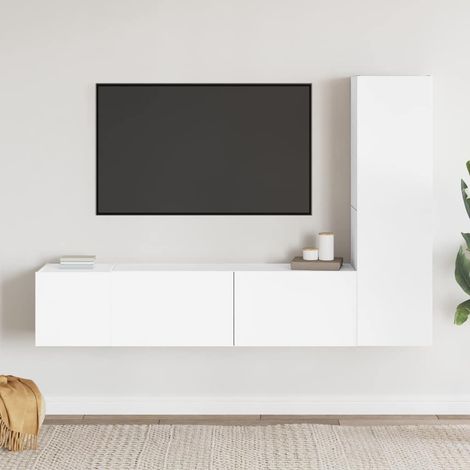 vidaXL Set de muebles de salón TV 3 piezas madera de ingeniería blanco (1/5)
