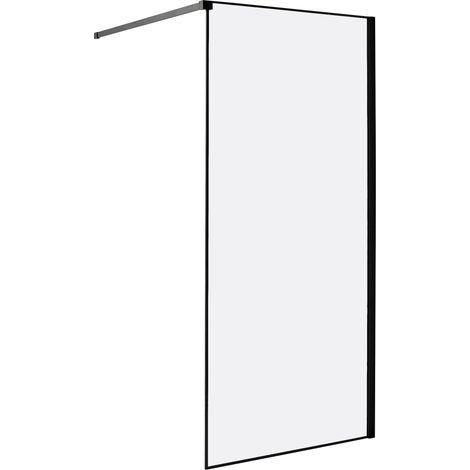 Schermo doccia bagno in vetro temperato senza ante 90 x 190 cm Nero Waspam
