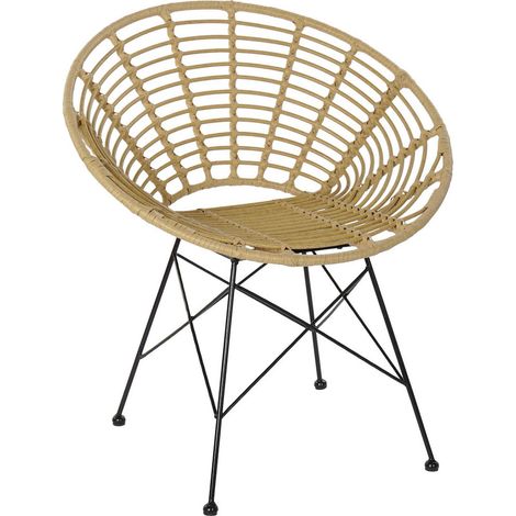 Chaise extérieure élégante en rotin synthétique robuste - Naturel noir (1/4)