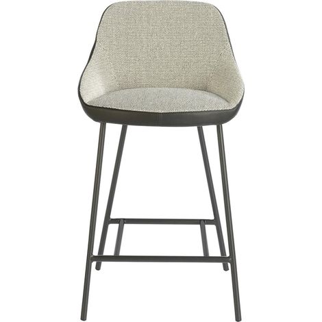 Tabouret rembourré en tissu et éco-cuir structure acier peint époxy - Noir, gris (1/5)