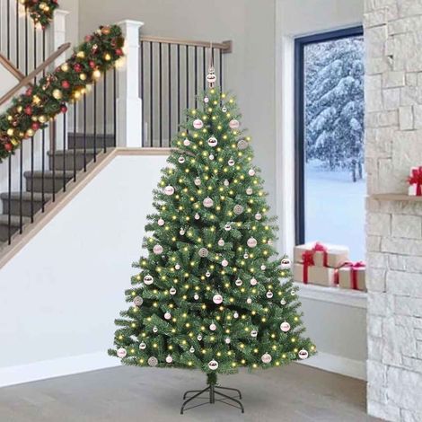 Künstlicher klappbarer Weihnachtsbaum mit 300 LEDs Grün 240 cm (1/5)