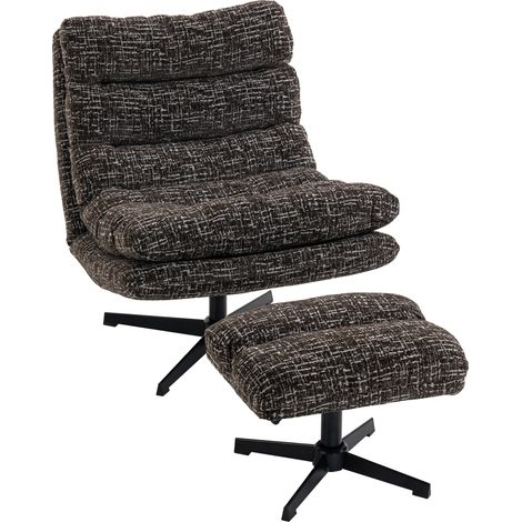 HOMCOM sillón con reposapiés de altura ajustable, sillón lectura giratorio 360° de chenilla, asiento ancho, acolchado grueso, estructura acero, gris (1/5)