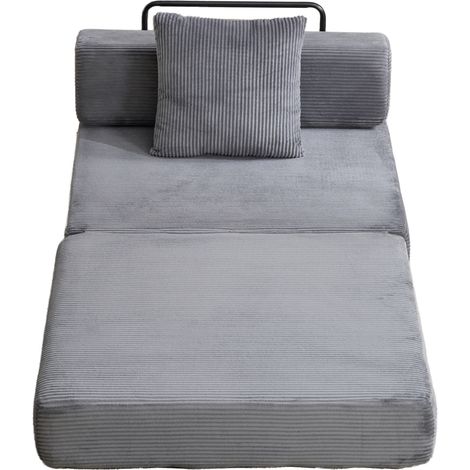 Sofá cama plegable individual de suelo en tejido pana gris oscuro HOMVRA (1/5)