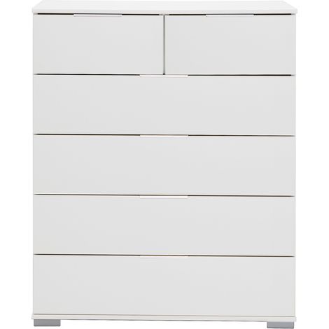 Schlafzimmer Schubkastenkommode in weiß ELSTRA-43, B/H/T ca. 82/102/42 cm