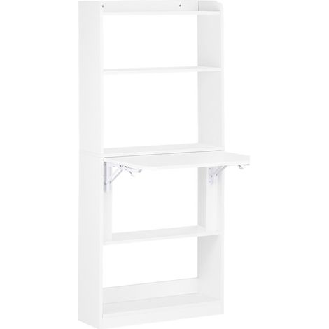 SoBuy Scrivania Piccola Scrivania Salvaspazio Scrivania Pieghevole Tavolino Pieghevole Scrivania con Libreria 64x58x145cm FWT92-H-W
