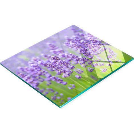 Pannello decorativo multifunzionale da cucina in vetro temperato color lavanda, 60x52 cm. (1/5)