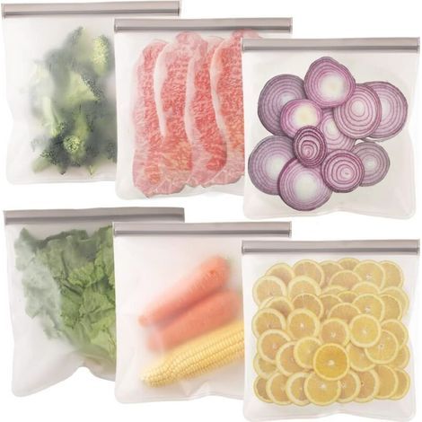 BUNTHAUS Reusable Ziplock Bags, Food Storage Bags, Leakproof Reusable Gallon Bags for Marinate Meats, Fruit, Snack, Home Organization, Eco-Friendly, Pack of 6
