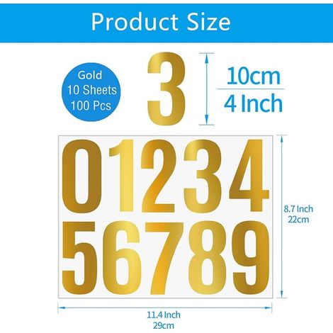 Number Stickers Self-Adhesive Numbers Vinyl for Mailbox Address House Number Gold (1/5)
