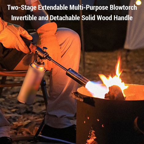 Torche de brûleur au Propane avec allumeur, lance-flammes étendu, Portable et adaptateur, haute puissance, feu réglable, bois massif (1/5)