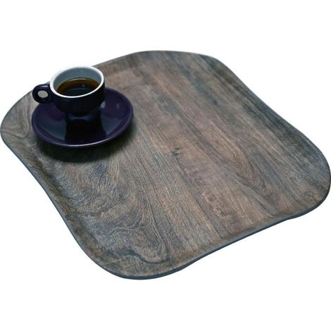 Plateau rectangulaire polyester aspect bois Century 26x32cm olivier clair - CAMBRO (1/2)