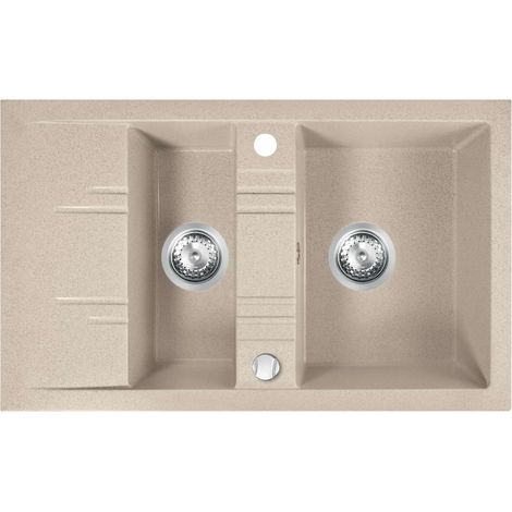 Novaservis Fregaderos - Fregadero doble de granito 79x48 cm, arena DRGM3/48/79SA