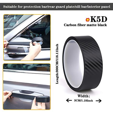 (3 cm Noir mat - 3M) Autocollants de protection transparents en fibre de carbone K5D pour portières de voiture, film protecteur anti-rayures pour seuil de coffre et de coffre (1/4)