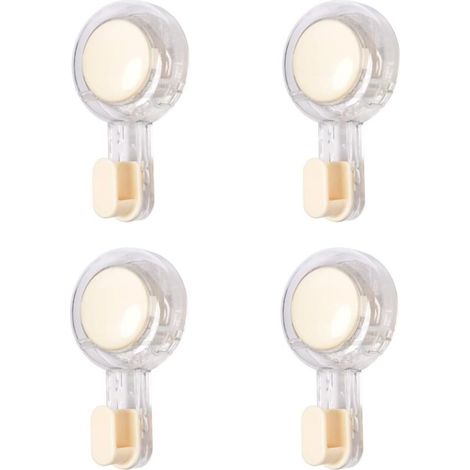 Lot de 4 crochets à ventouse puissants 3 kg Crochets à serviette sans perçage Crochet à ventouse réutilisable Crochet à serviette de salle de bain pour clés Peignoir Cuisine (Blanc crème)