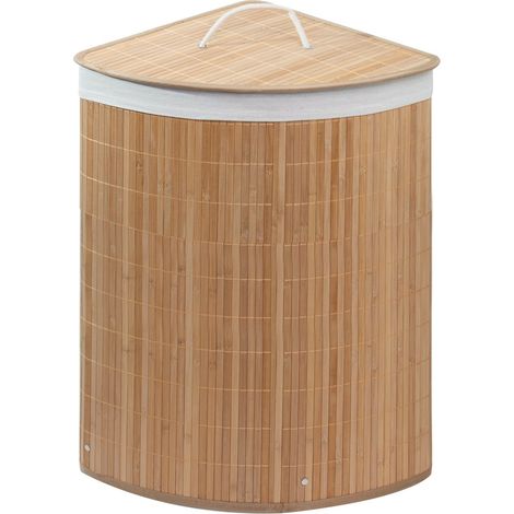 Panier à linge angulaire naturel en bambou et coton mod. balù