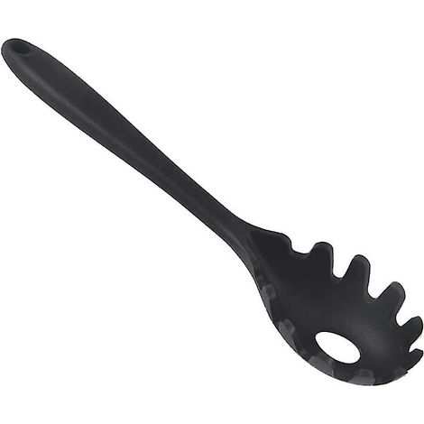 Fourchette à spaghetti en silicone, cuillère à spaghetti (noire) (1 pièce) (1/4)