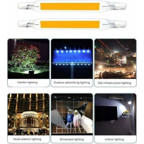 Ampoules LED R7S, 78 mm 220 V, LED COB non dimmable, équivalent halogène, projecteur linéaire à économie d'énergie (5 W, blanc chaud) (1/4)