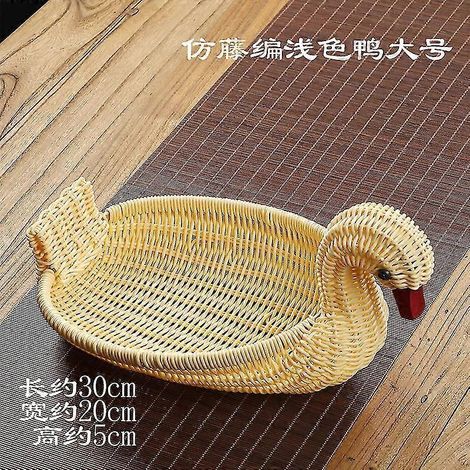Obstkorb aus Rattan, Aufbewahrungskorb für den Haushalt, Aufbewahrungskorb mit Tiermotiv aus Rattan, multifunktionale Dekoration – große Ente