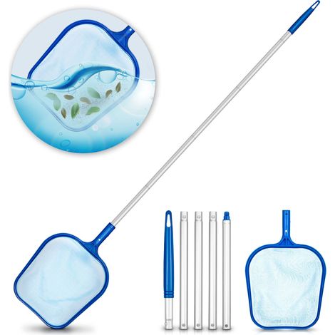 tillvex Set di reti per piscina  Set per la pulizia della piscina con asta telescopica da 122 cm  Rete per foglie a maglia fine  Rete per la pulizia di piscine, vasche idromassaggio e spa (1/4)