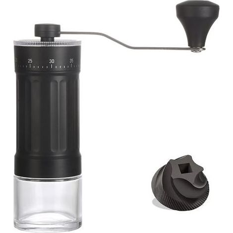 Moulin à café manuel externe réglable avec broyeur conique contemporain en céramique de haute précision et réglage à 40 niveaux, pour over et cafetières à moka. (1/5)