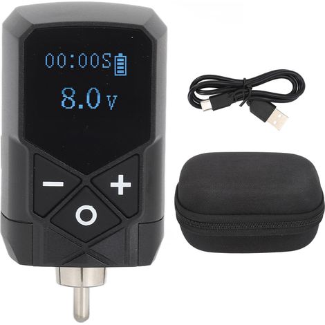 Alimentation pour stylo tatouage USB rechargeable 2400mAh interface RCA noire (1/5)